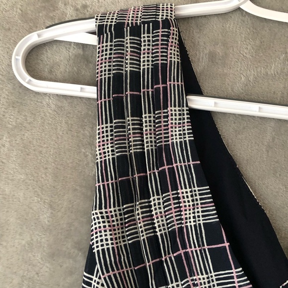 Club Monaco Cross Back Dress Size 4 Plaid V Neck Flowy Side Zip Special Occasion - Picture 4 of 15
